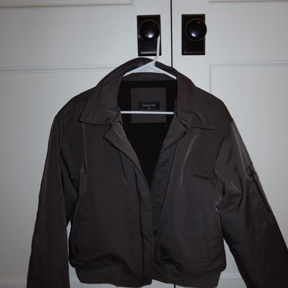 White Fox Boutique Charcoal Bomber Jacket